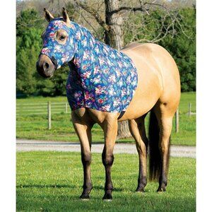 Weaver Small Equiskinz Lycra Hood Snug Fit Moisture Wicking Blue Floral 35-1535-